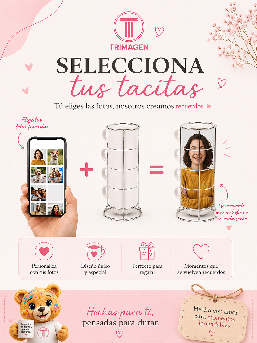 Set de tacitas de cafe personalizadas con fotos